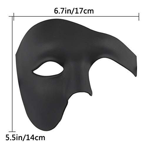 Vintage Design Half Face Men's Phantom Of The Opera Venetian Carnival Masquerade Mask (Black) - Image 2