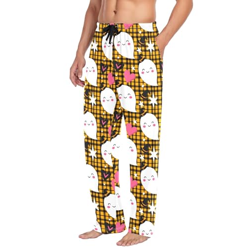 Cartoon Spirits Men's Cotton Pajama Pants with Pockets and Drawstring Comfortable and Stylish,S4