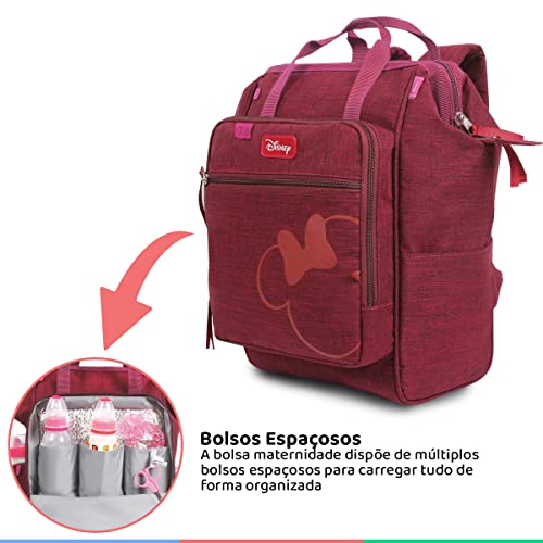 Bolsa Maternidade BabyGO C/Trocador Minnie Baby G - Vinho 00881