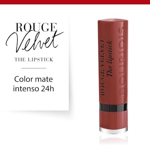 BOURJOIS - Rouge À Lèvres Rouge Velvet The Lipstick 24 Pari'Sienne - Ultra Pigmenté - Fini Mat Intense - Longue Tenue 24H - Applicateur Précis - Sensation Lèvres Nues