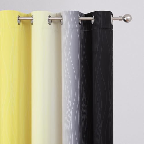 Estelar Textiler Black and Yellow Ombre Blackout Curtains for Bedroom, Thermal Insulated Blackout Drapes, Full Light Blocking Energy Saving Long Curtains for Living Room, 52Wx96L, 2 Panels