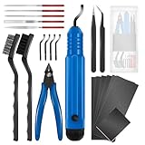 Deburring Tool 3D Printing, 3D Printer Deburring Tool with 4 Blades for Metal, Plastic, Resin/PLA – Includes Flush Cutter, Sanding Sponge, Sand Paper, Tweezers, Cleaning Brushes & Diamond Files