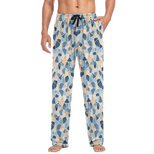 GuoChe Cotton Pajama Bottoms Men Pjs Pants For Men with pockets for Adults Joggers Small3