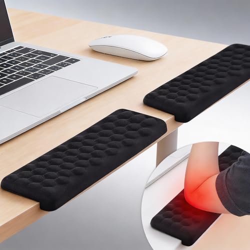 L-Shaped Desk Elbow Pads (2-Pack) - Adjustable Spacing Memory Foam Desk Edge Cushion for Forearm & Wrist Support Ergonomic Desk Arm Rest for Office Gaming