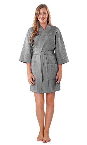 Image of Turquaz Lightweight Short Robes For Women Waffle Kimono Bathrobe - Soft, Fast-Drying, Long-Lasting Cotton Blend