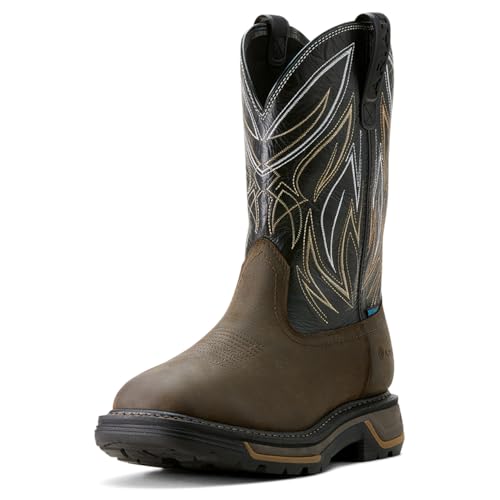 ARIAT Men's Big Rig BOA Waterproof Work Boot, Iron Coffee/Black, 10 Wide