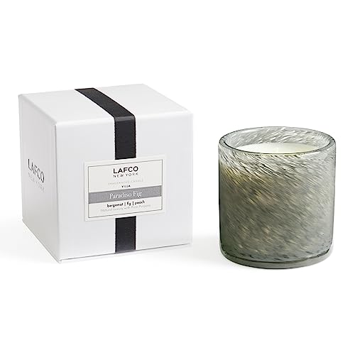 LAFCO New York Classic Candle, Paradiso Fig - 6.5 oz - 50-Hour Burn Time - Reusable, Hand Blown Glass Vessel - Made in The USA