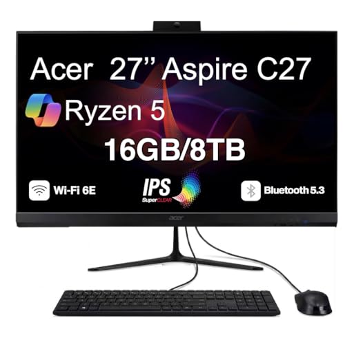 Acer Aspire C27 Professional All-in-One 27" IPS FHD Display (AMD Ryzen 5 7430U, 16GB DDR4, 8TB PCIe SSD, AMD Radeon, WiFi 6E, Webcam, Bluetooth 5.3, Win 11 Pro)