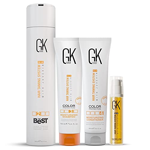 Global Keratin GKhair The Best Professional Hair (300ml/10.1 Fl Oz)I Organic Argan Oil Hair Serum 10ml I Moisturizing Shampoo and Conditioner Set 100ml