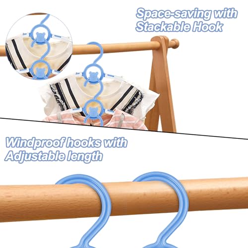 Miniatura 4 de Fousenuk Juego De 20 Perchas Infantiles Azul, Perchas Ropa Ajustable Para Bebés Plastico Antideslizantes Con Ganchos De Osito Apilables, Ahorrar Espacio, Para Ropa Infantil De Bebé