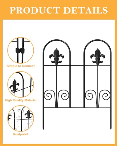 MOOACE Decorative Garden Fence 20 Pack, 16.5 in(H) x 21 ft(L), Outdoor Animal Barrier Fence, No-Dig Fencing for Dogs Rabbits Pets Rustproof Wire Mesh Panels, Flower Borders for Backyards and Yards