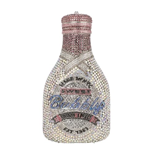 Image of Rhinestone Champagne Bottle Clutch, Luxury Evening Bag for Women