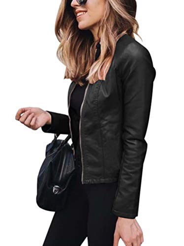 Women Faux Leather Pu Short Jacket Coat Plus Size Moto Biker Jackets Xxl Black #TOP1