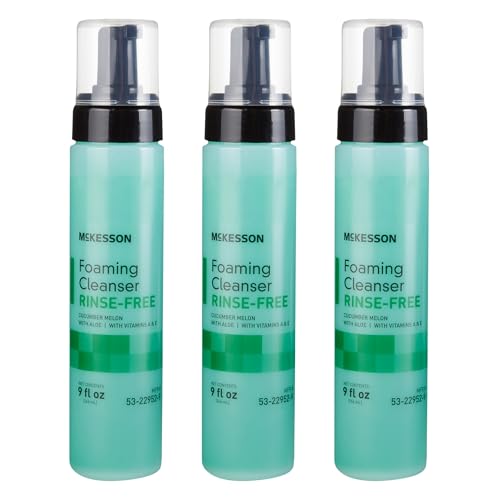 McKesson Rinse-Free Foam Cleanser with Aloe, 9 oz [3 Count] Vitamin A and E - Body Wash & Shampoo for Elderly, Hospital Grade, Cucumber Melon