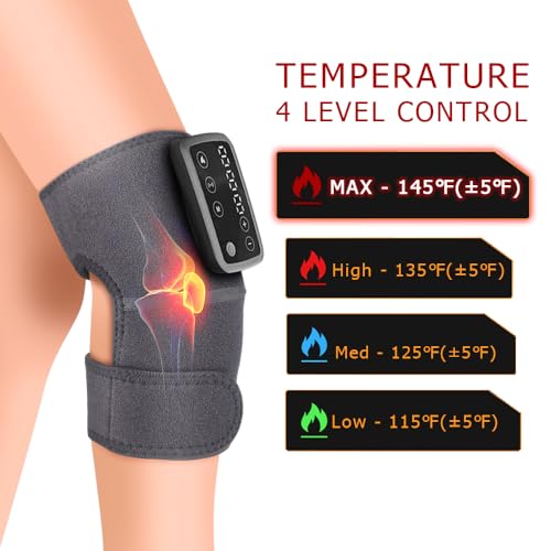 Faja térmica inalámbrica para rodillas y hombros con 3 modos de calor y vibración, masajeador sin cables para alivio del dolor miniatura 3