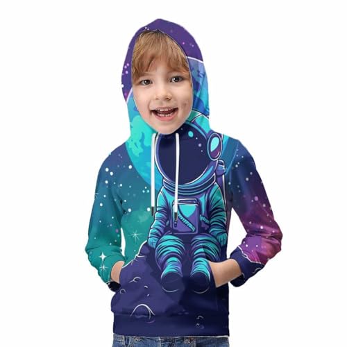 Pull à capuche imprimé 3D espace pour adolescent veste avec poche - 5