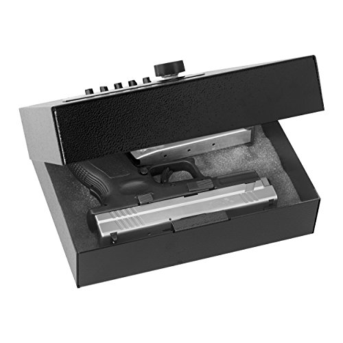 V-Line Compact Keyless Gun Safe, CA DOJ Certified Portable Quick Access Pistol Safe for a Handgun and Ammo. Mechanical Lock. Great for Single Handgun When Traveling.