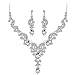 Produktbild KristLand-Bridal Crystal Teardrop Anhänger Halskette Ohrringe Set Anweisung Tiara Hochzeit Schmuck Sets für Bräute Einfach Elegant Weiß