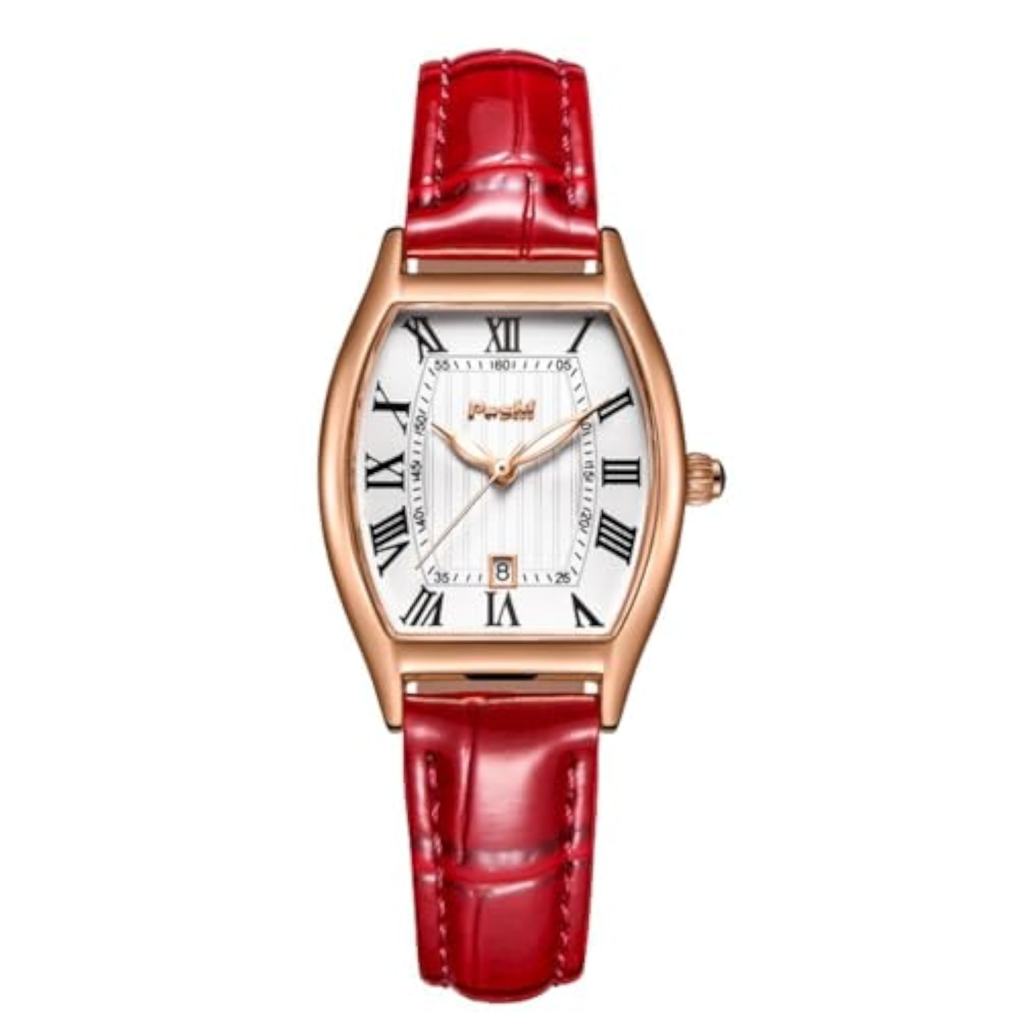 Women's Retro Barrel-Shaped Quartz Watch with Leather Strap
