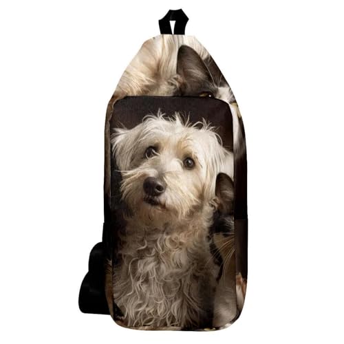 Sac à dos à bandoulière imprimé chat et chien, cadeau idéal