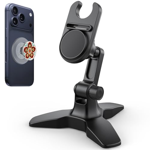 Desk Phone Stand Works for Popsocket, Height Angle Adjustable Desk Phone Holder, Sockets Grips Phone...