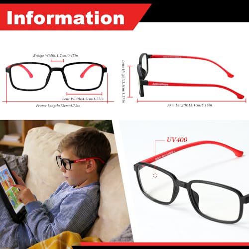 Image of Ultra-Light Blue Light Blocking Glasses with Case for Kids and Teens,Anti Eyestrain &UV400
