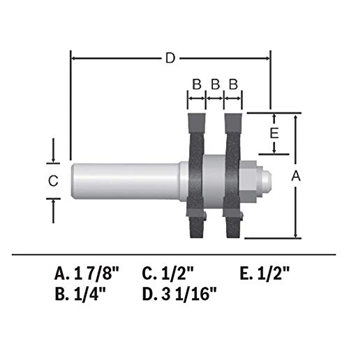 Bosch 84624MC 1-7/8 In. x 1/4 In. Carbide-Tipped Tongue and Groove Router Bit - Thumbnail 3