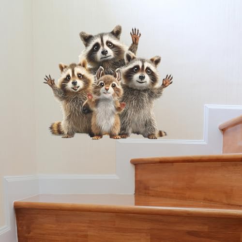 Vinilos adhesivos de pared con diseño de mapaches adorables miniatura 3