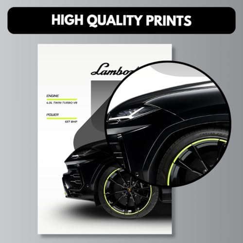 Image of Lamborghini Urus Poster | Split Design Car Poster | 3 A3 Sized Supercar Posters for Wall | Large Size (89 x 42 cm) Wall Decor | Lamborghini Car Posters for Bedroom | Lambo Supercar (B 006)