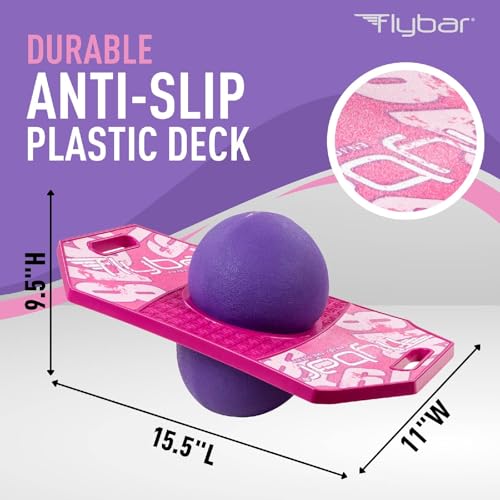 Flybar Pogo Trick Ball for Kids, Trick Bounce Board for Boys and Girls Ages 6+, Up to 160 lbs, Includes Pump, Easy to Carry Handle, Durable Plastic Deck Indoor, Outdoor Toy Pogo Jumper (Pink Berry 2) by Flybar - Image 4