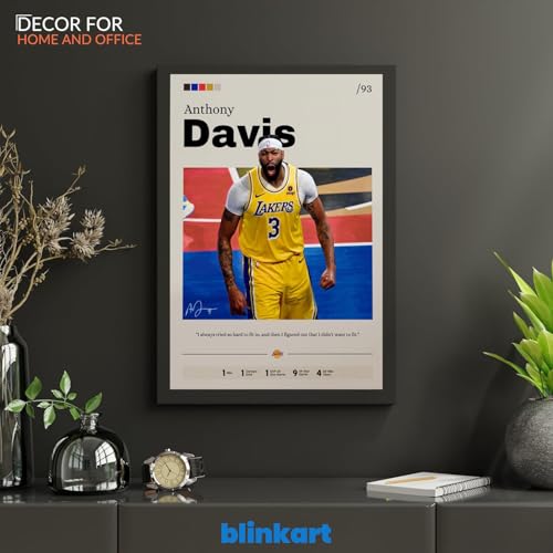 Image of BLINKART Anthony Davis | Nba Basketball Player | Synthetic Wood Photo Framed Wall Hanging Poster Room & Office Bedroom Living Boys And Girl Room Home Wall Hanging | 12x18 Inches
