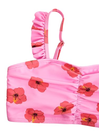 Image of RoseSeek Girl's 2 Piece Cherry Print Swimwear Ruffle Trim Ruched Bathing Suits Cute Swimsuits