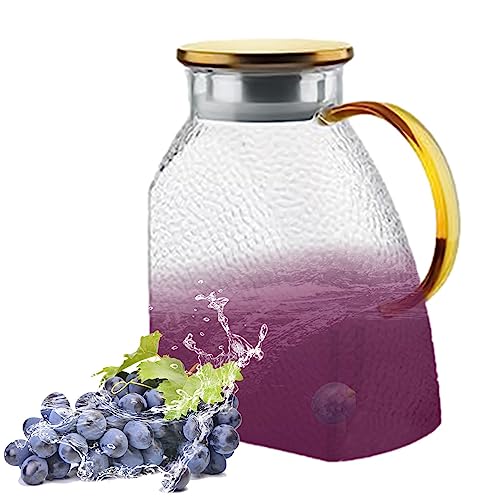 Jarra de de 60 oz con tapa, jarra de agua de vidrio con mango, jarra de de acero inoxidable, jarra de agua de vidrio a prueba de fugas, dispensador de agua para bebidas, té