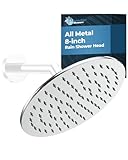 HammerHead Showers® ALL METAL 8 Inch Rainfall Shower Head – CHROME - Shower Head Rainfall - 2.5 GPM High Flow Shower Head Optimized for Pressure – Large Round Rain Shower Heads
