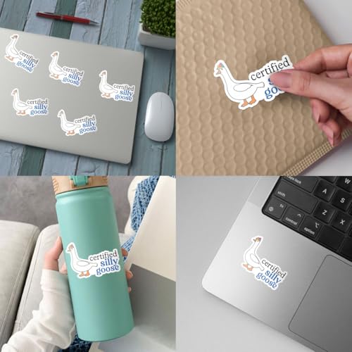 Image of 3pcs Certified Silly Goose Funny Sticker Pack, Meme Animal Humor Design, Die Cut Waterproof Vinyl Decal for Laptop, Water Bottle, Phone, Window, Helmet, Goose Lover Gift 3 Inches