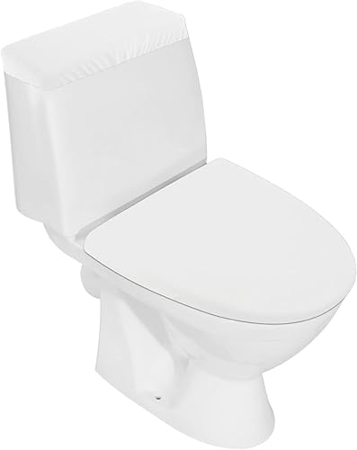 Tapa de inodoro y tapas de tanque, juego de fundas para asiento de inodoro de baño, tela de elastano elástica, se adapta a la mayoría, color blanco