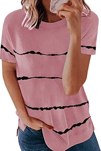 ANFTFH Summer Tops for Women Short Sleeve Crewneck Color Block Casual Shirt Blouse ANFTFH Summer Tops for Women Short Sleeve Crewneck Color Block Casual Shirt Blouse