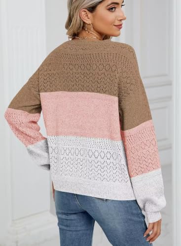 Image of JOCAFIYE Womens Sweaters Casual Long Sleeve V Neck Pullover Sweater Tops