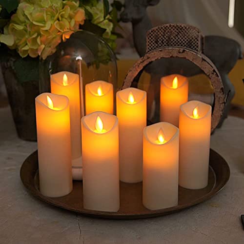 Homemory Flickering Flameless Candles, Moving Flame, Battery Operated LED Pillar Candles with