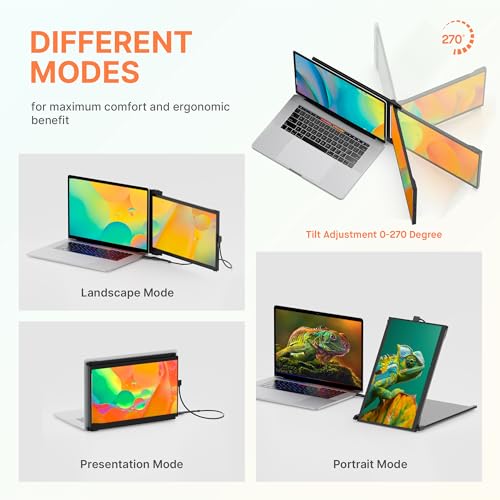 Image of Mobile Pixels Duex Plus DS Portable Laptop Monitor, 13.3'' Laptop Screen Extender, Type-C /HDMI Plug and Play, Portable Monitor for 13'' to 14.5'' Laptop