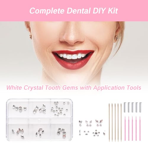 Image of Teeth Gems with Crystals Silver Diamantes Temporary Tooth Gems DIY Kit