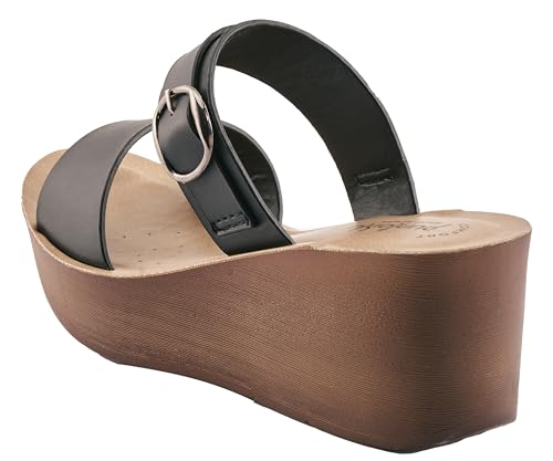 Image of puntoblu Cushion Comfort Designer Platform Heels for Women | Comfortable Padded Footbed | Anti-Skid & Durable Wedge Heel Slippers for Girls | Ideal for Casual, Party & Ethnic Wear