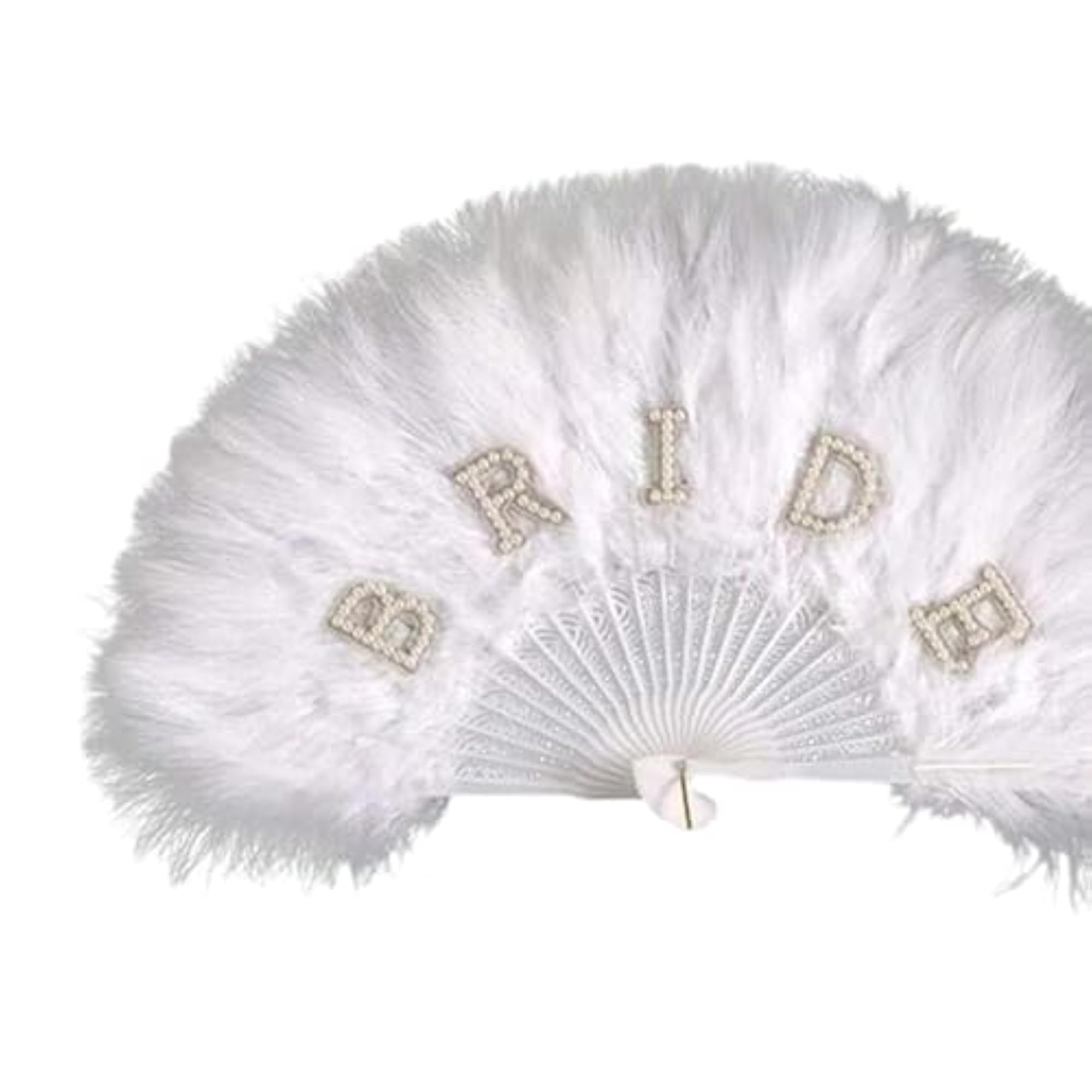Feather Folding Fan Vintage Elegant for Tea Parties