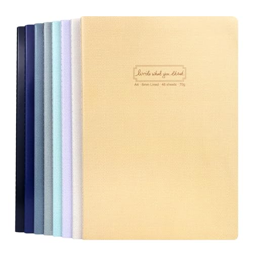 Lot de 8 cahiers lignés A4 pour projets professionnels grand format 21x29.10cm de couleur