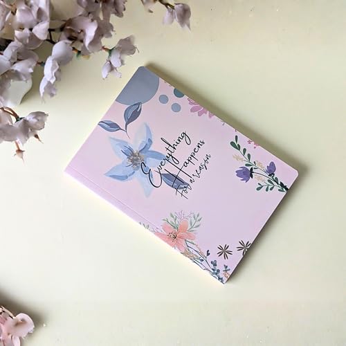 Image of Motivational Floral A5 Notebook Diary for Women & Students | Softbound Laminated Cover | Monthly Planner + Daily Planner | 21 x 15 cm Ruled Journal | Inspirational Quote Cover