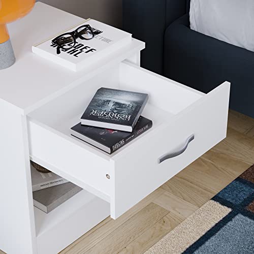 image for Vida Designs White Bedside Drawer, Bedside Cabinet, 1 Drawer, Bedside 