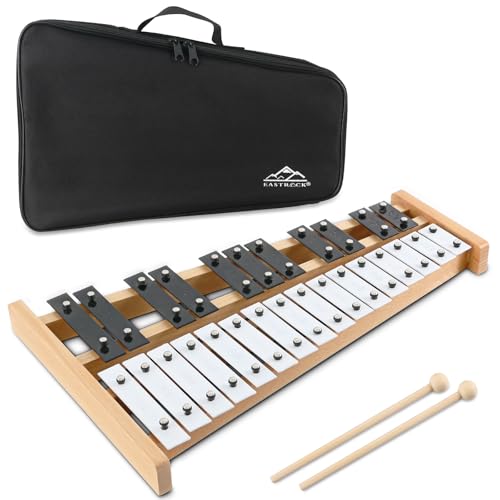 EASTROCK Xylophone - 27 Notes Glockenspiel for Kids, Professional Instrument for Music Teaching - Includes 2 Wooden Beaters and Black Carry Case
