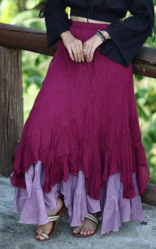 Full Pixie Two Layer Long Skirt Light Cotton Rough Bottom Hem4