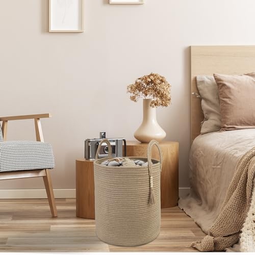 Image of XUANGUO Rope Laundry Basket Laundry Hamper for Clothes Jute