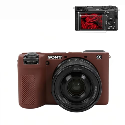 Frevyve Case for Sony A6700 Camera Accessories A6700 Soft Silicone Protective Case with Screen Protector Slim Fit Sleeve Lightweight Anti-Scratch for Sony Alpha 6700 Cover (Brown)